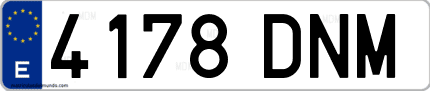 Ejemplo de matrícula de coche ordinaria 4178 DNM