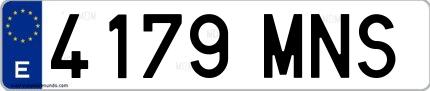 Ejemplo de matrícula española 4179 MNS