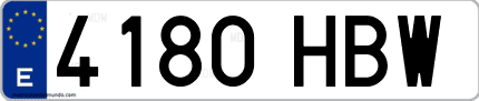 Ejemplo de matrícula de coche ordinaria 4180 HBW