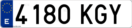 Ejemplo de matrícula de coche ordinaria 4180 KGY
