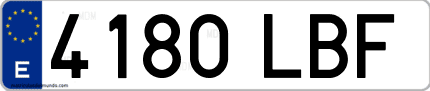 Ejemplo de matrícula de coche ordinaria 4180 LBF