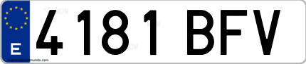 Ejemplo de matrícula de coche ordinaria 4181 BFV