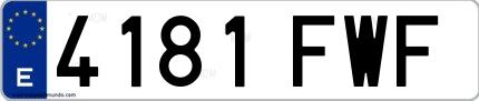 Ejemplo de matrícula española 4181 FWF