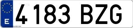 Ejemplo de matrícula española 4183 BZG