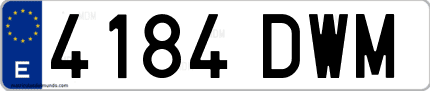 Ejemplo de matrícula de coche ordinaria 4184 DWM
