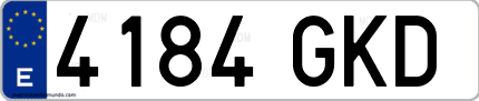 Ejemplo de matrícula de coche ordinaria 4184 GKD