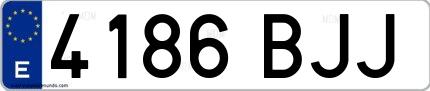 Ejemplo de matrícula española 4186 BJJ