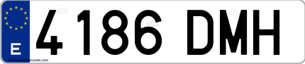 Ejemplo de matrícula de coche ordinaria 4186 DMH