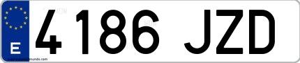 Ejemplo de matrícula española 4186 JZD