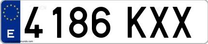 Ejemplo de matrícula española 4186 KXX
