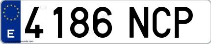 Ejemplo de matrícula española 4186 NCP