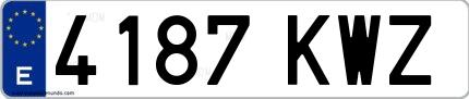 Ejemplo de matrícula española 4187 KWZ