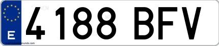 Ejemplo de matrícula española 4188 BFV