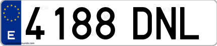 Ejemplo de matrícula de coche ordinaria 4188 DNL