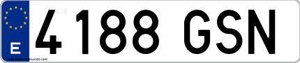 Ejemplo de matrícula de coche ordinaria 4188 GSN