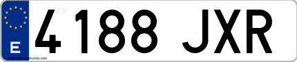 Ejemplo de matrícula de coche ordinaria 4188 JXR