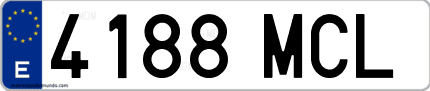 Ejemplo de matrícula de coche ordinaria 4188 MCL