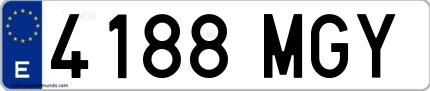 Ejemplo de matrícula española 4188 MGY