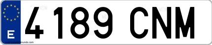 Ejemplo de matrícula española 4189 CNM