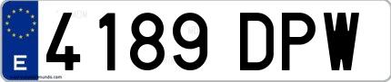 Ejemplo de matrícula española 4189 DPW