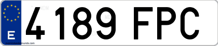 Ejemplo de matrícula de coche ordinaria 4189 FPC
