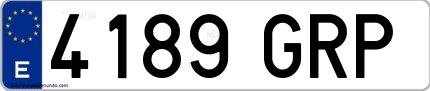 Ejemplo de matrícula española 4189 GRP