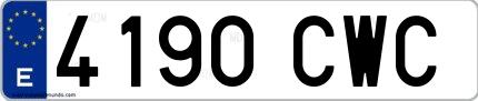 Ejemplo de matrícula española 4190 CWC