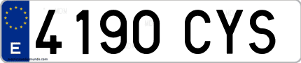 Ejemplo de matrícula de coche ordinaria 4190 CYS
