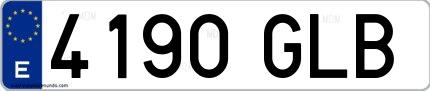 Ejemplo de matrícula española 4190 GLB