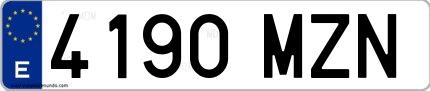 Ejemplo de matrícula española 4190 MZN