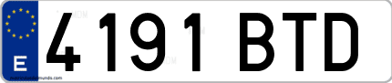 Ejemplo de matrícula de coche ordinaria 4191 BTD