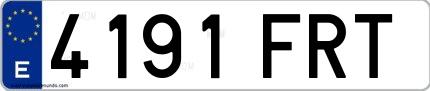 Ejemplo de matrícula española 4191 FRT