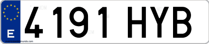 Ejemplo de matrícula de coche ordinaria 4191 HYB