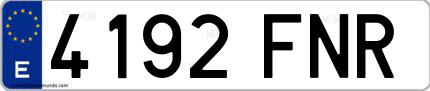Ejemplo de matrícula española 4192 FNR