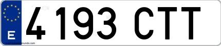 Ejemplo de matrícula española 4193 CTT