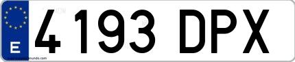 Ejemplo de matrícula española 4193 DPX