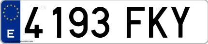 Ejemplo de matrícula española 4193 FKY