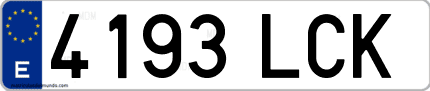 Ejemplo de matrícula de coche ordinaria 4193 LCK
