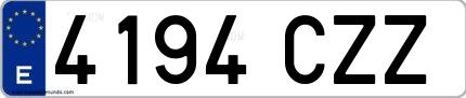 Ejemplo de matrícula española 4194 CZZ
