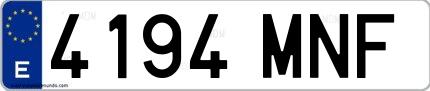 Ejemplo de matrícula española 4194 MNF