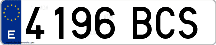Ejemplo de matrícula de coche ordinaria 4196 BCS