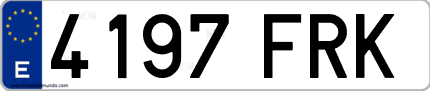 Ejemplo de matrícula de coche ordinaria 4197 FRK