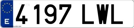 Ejemplo de matrícula española 4197 LWL