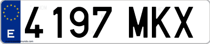 Ejemplo de matrícula de coche ordinaria 4197 MKX