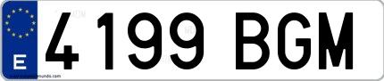 Ejemplo de matrícula española 4199 BGM
