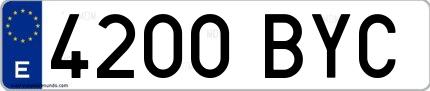 Ejemplo de matrícula española 4200 BYC