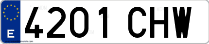 Ejemplo de matrícula de coche ordinaria 4201 CHW
