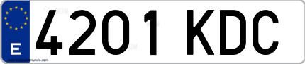 Ejemplo de matrícula de coche ordinaria 4201 KDC