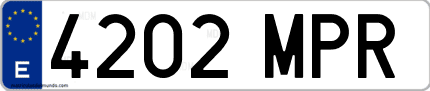 Ejemplo de matrícula de coche ordinaria 4202 MPR