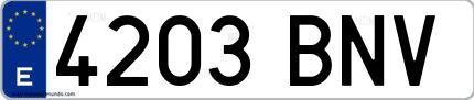 Ejemplo de matrícula española 4203 BNV